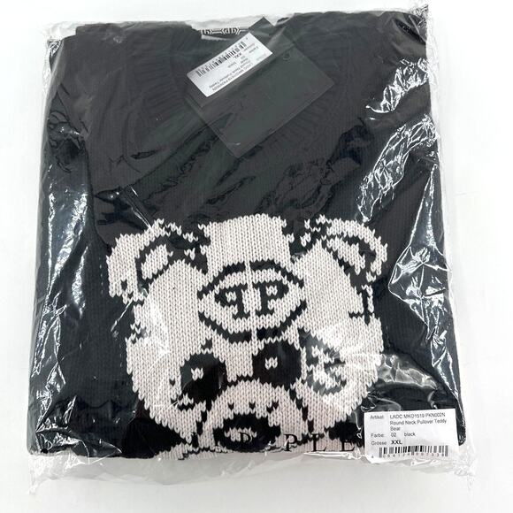 Philipp Plein Black Teddy Bear Round Neck Pullover Sweater Size XXL - Picture 4 of 11